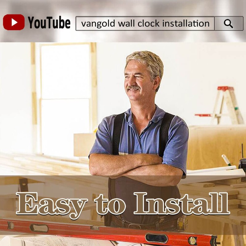 VANGOLD Wall Clock 26"~39",Super Long Warranty 90 Days, Free Replacement
