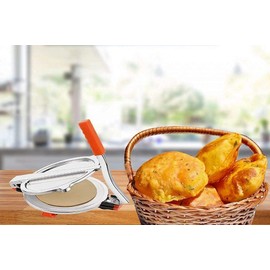 indian Puri Press Stainless Steel Puri Maker Press roti chapati Presser for Home - papad,Puri Maker Press with Handle Kitchen Item Pack of 1 size of 8 inch
