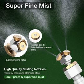 HAOWIN Upgraded Misters for Outside Patio, 3 Nozzles Fine Mist Leakproof 6.6FT Aluminum Bendable Hose Mister, Misting System for Patio Misters for Cooling Outdoor Greenhouse Chicken Coop Trampoline