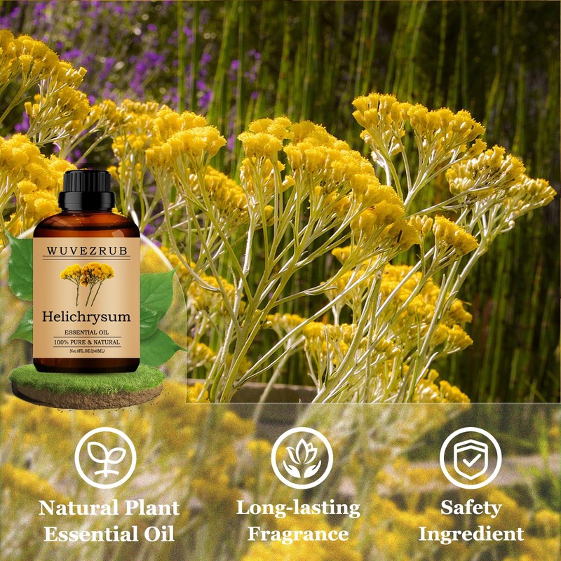 Wuvezrub Helichrysum Essential Oils 240ML, Pure Helichrysum Essential Oil for
