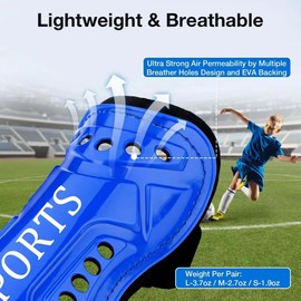 2Pairs Football Shin Pads for Toddler Kids Youth, BLAZDEVE Soccer Shin Guards Beginner Athlete Perforated Breathable Kids Shin Pad with Wrist Band for Boys and Girls (L 8-15th)