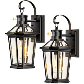 VIANIS Motion Sensor Outdoor Wall Lights, Dusk to Dawn Exterior Light Fixture Wall Mount for House Front Porch Light, Black Anti-Rust Aluminium Modern Outdoor Wall Sconce Lantern for Garage 2 Pack