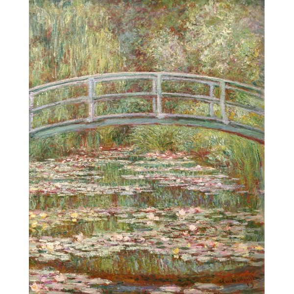 Painting Wallpaper Poster (Removable Self-stick) Claude Monet Waterlilies on Pond Bridge spanning 1899 Year the Metropolitan Museum of Art Character Black K – Mon – 011s2 (475 mm × 594 mm) For Architectural Wallpaper + Weather Resistant Paint