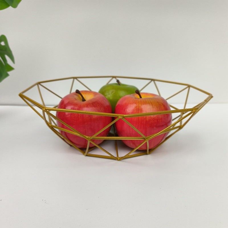 Soulnioi Fruit Bowl Geometric Fruit Basket Iron Storage Basket Decorative