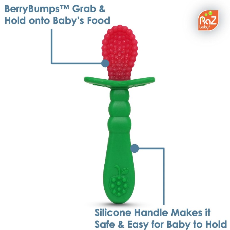 RaZbaby RaZberry Infant Training Spoon, 6m+ (Red & Blue, 2