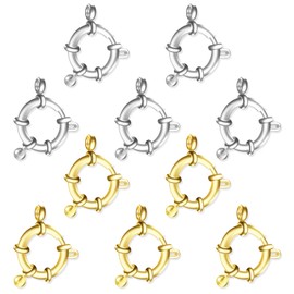 HAIKING Jewelry Ring Link, 10 PCS Golden & Silver Close Ring Clasps for Bracelet, Necklace, Anklet (11 mm/0.43 in)