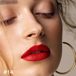 evpct 1Pcs Ruby Red Lip Liner and Lipstick Set Kit for Women DNM Matte Lips Kit with Lip Liner Lip Stains Long Lasting Waterproof 24 Hour Lipstick and Lip Liners Combo Lipliners Pencil Set 14#