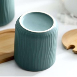 MAGICVOGEL Ceramic Spice Container Salt Pepper Spice Container Sugar Bowl with Lid and Spoon Set of 2 for Kitchen and Dining Table (Green)