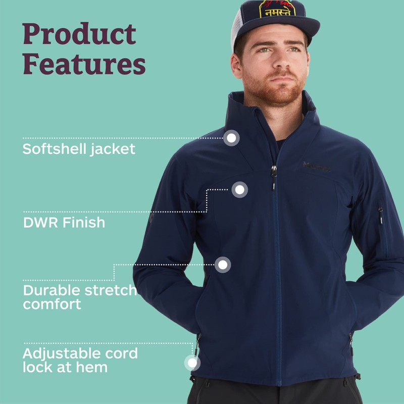 Marmot Men's Alsek Softshell Jacket, Lightweight & Water-Resistant Trail Layering