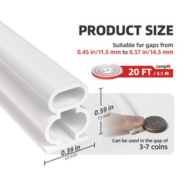 JSIWOTH Weather Stripping, White D-Shaped Rubber Seal Strip for Doors/Windows, Self-Adhesive Door Soundproof Weatherstripping for Door Frame Window Insulation Gap Blocker 20 Ft