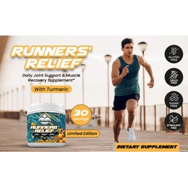 MIGHTY MOOSE Runners' Relief - Joint Support & Muscle Recovery Supplement - Glucosamine Chondroitin - Fasting Electrolytes - Stimulant-Free Pre/Post Workout Energy - Tangerine Turmeric with 95% Curcuminoids