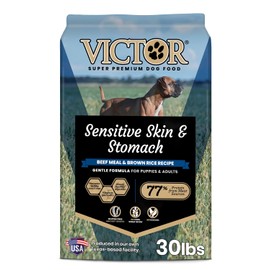 VICTOR Super Premium Dog Food — Sensitive Skin and Stomach — Beef Meal & Brown Rice Recipe Dry Kibble — Gluten Free, No Chicken, Ideal for Dogs with Allergies — Adult and Puppy Food, 30 lb