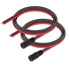 CERRXIAN DC5525 Power Pigtails Cable, 1.6 FT 14AWG 5.5 mm x 2.5 mm DC Female Bare Wire Open End Power Wire, DC Supply Repair Cable for CCTV Security Camera LED Strip Light Etc 2 Pieces (1.6 ft 5525