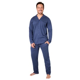 CityComfort Mens Pyjamas Set - Classic Button Down Nightwear Long Sleeve & Bottoms PJs Cosy Lounge Wear M-3XL - Sleepwear Gifts for Him (Navy Blue, XL)