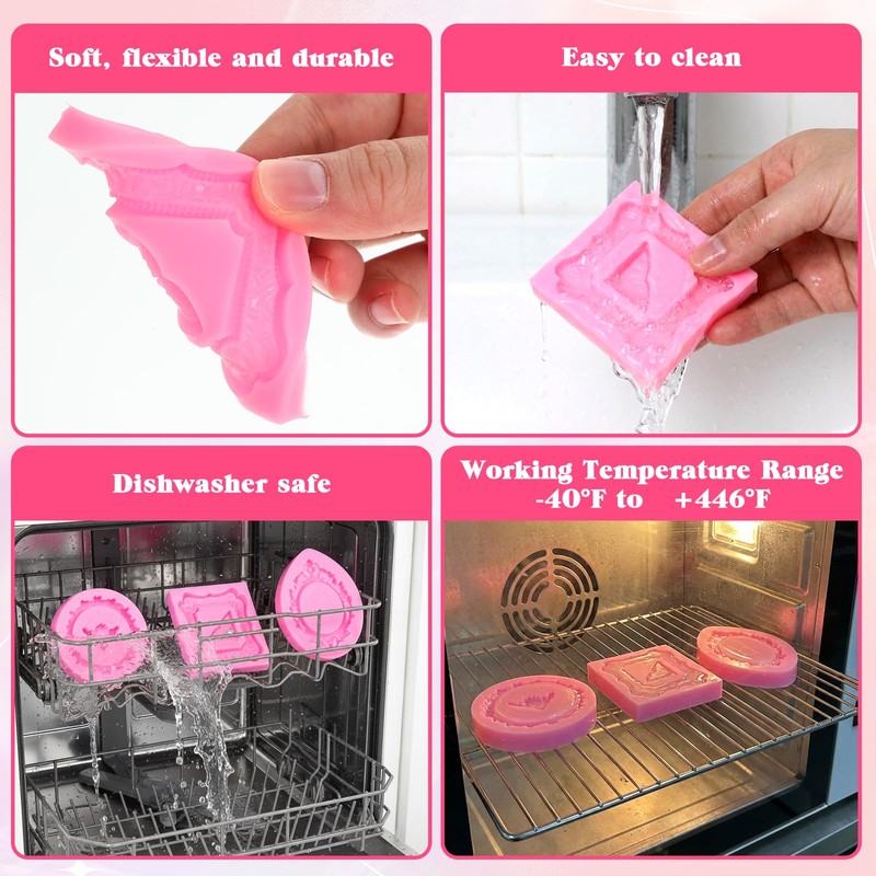 9 Pcs Frame Silicone Mold, Vintage Style Picture Frame Molds