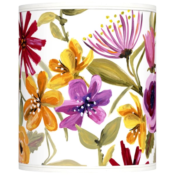 Giclee Glow Cylinder Print Lamp Shade Bountiful Blooms Small 10x10x12