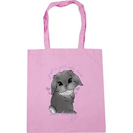 Hippowarehouse Just a girl who loves her rabbit bunny mini lop - Grey Tote Shopping Gym Beach Bag 42cm x38cm, 10 litres