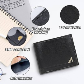 Energather Mens Wallets, PU Leather Wallets Slim Wallets for Men, Bifold Wallet with Multi Card Slots Mens Card Holder Wallet for Cash, Credit Cards, Debit Cards, Receipts (Black)