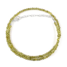 ZEMBIENCE Natural Demantoid Garnet Gemstones Choker Necklace, Micro-Faceted Beads, Healing Crystals, Silver Plated Chain, January Birthstone, Statement, Women Jewelry, Valentine Gifts, Size 18"