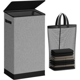 SOLEDI Laundry Hamper with Lid 100L Large & Tall Collapsible Laundry Basket,
