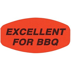 Excellent for BBQ Labels Fluorescent Red Grabber Grocery Store Labels Black Imprint - 1 3/8"L x 7/8"H 1000 Per Roll
