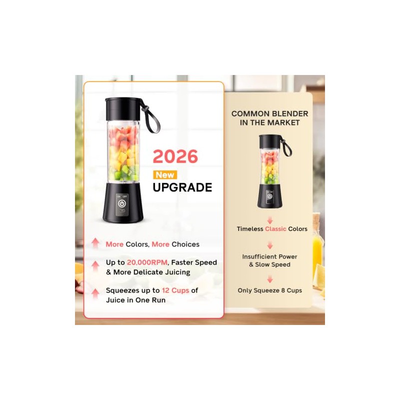 Portable Smoothie Blender - Cordless Personal 13Oz Juice Cup