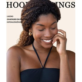 6 Pares Aretes para Mujer, Juego de Aretes de Aro de Oro para Mujer, Chapados En Oro de 14 Quilates, Ligeros, Hipoalergénicos, Aretes de Aro de Oro Grueso Regalos de Joyería Adecuados para Mujer