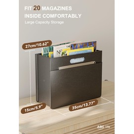 ABC life Magazine Holder Stable Magazine Rack Floor, Foldable PU Leather Newspaper Book Storage Basket Box, Upgraded Magazine File Folder Organizer Free Standing, for Living Room Home Office, Black