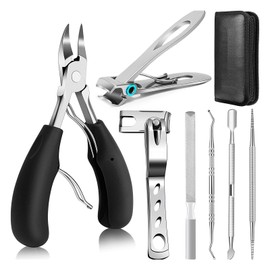 Xanthelle Nail Clipper Set, 8-Piece Stainless Steel Nail Care Set in Black, Nail Scissors, Toenail Clipper, Nail Trimmer, Toenail Scissors