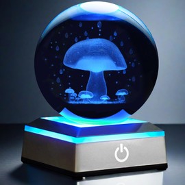 3.15 inch Mushroom Crystal Ball Night Light with Colorful LED Lamp Touch Base Mushroom Decor for Friends Birthday Christmas