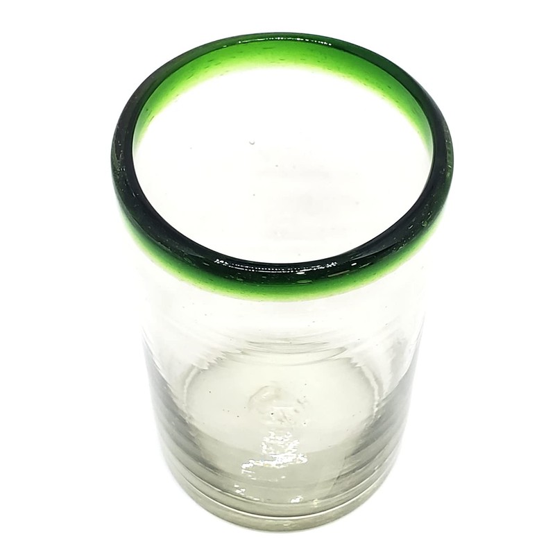 MexHandcraft Emerald Green Rim 14 oz Drinking Glasses (set of