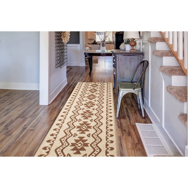 Custom Size Southwestern Tribal Non-Slip Carpet Runner Rug for Long