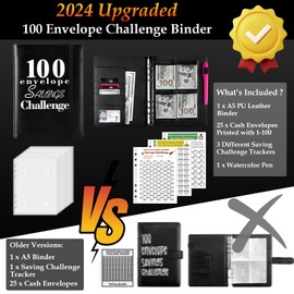 Carpeta de desafíos para ahorrar dinero, libro de desafíos de ahorro de sobre, fácil y divertido de ahorrar $5.050, 10.000 y cantidades personalizadas, planificador de ahorro de dinero A5 con sobres