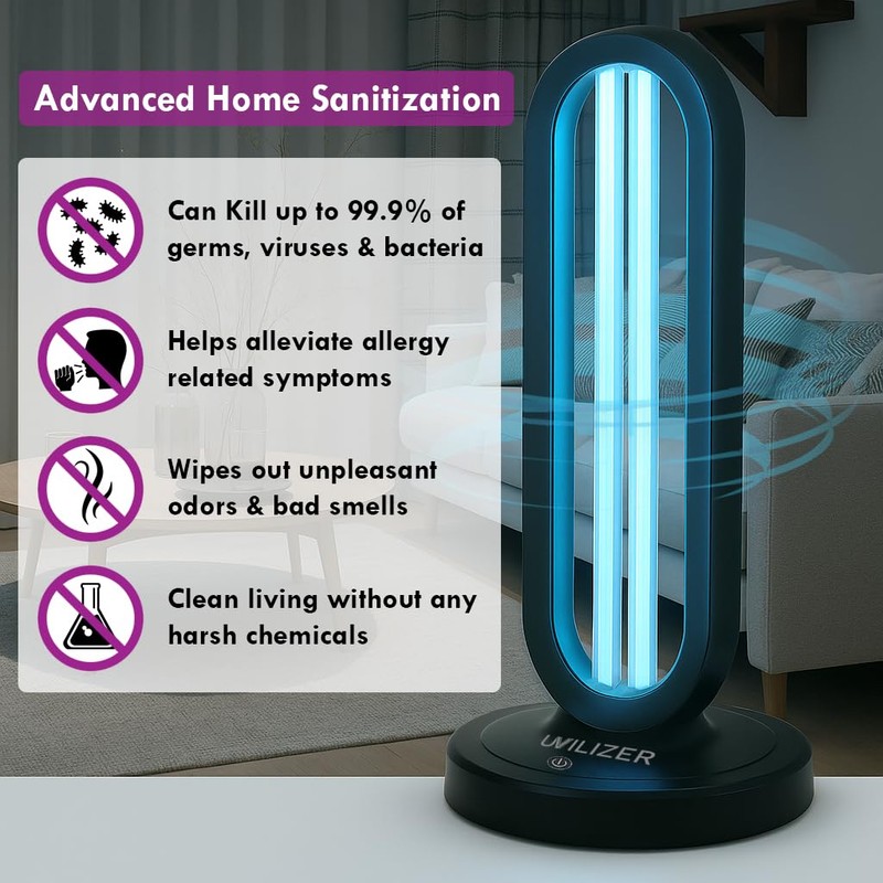 UVILIZER Tower - UV Light Sanitizer & Ultraviolet Lamp with
