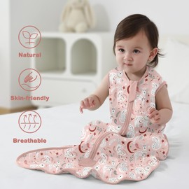 MIKAFEN Baby Sleeping Bag Spring and Summer 1.0Tog,100% Organic Cotton Sleeveless Baby Sleeping Sack/Baby Swaddle,SikaDeer24-36months