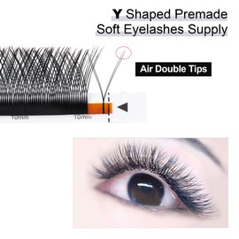 ACTROL YY Eyelashes Extension Lashes Black D Curl 0.07mm 16mm Lash Volume Extension Easy Fans Y Shaped Premade Soft Eyelashes Supply