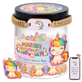 Positive Unicorn Jar with 60 Daily Affirmation Cards, Emotional Support Unicorn Gifts for Women, Stress Relief, Unicorn Birthday Gift, Unicorn Decor, Unicorn Girls Gifts, Unicorn Accessories