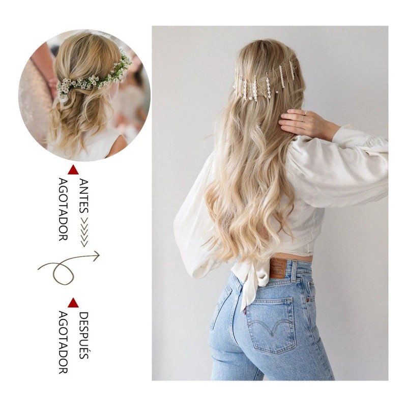 Extensiones De Cabello De Pelo Ondulado Cortinas Clip 6 Pzs