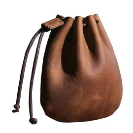 Vintage Leather Drawstring Bag Money Pouch Coin Purse Purse Purse Handbag Carry Bag for Men and Women