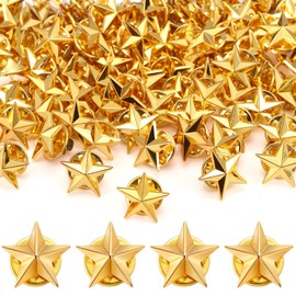 Fumete 100 Pcs Star Pins Bulk Star Badge Lapel Pins Star Brooches for Labor Day Veterans Day Memorial Day Party Costume Decor(Gold)
