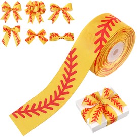 Chuangdi Softball Print Ribbon 1.5 Inch 20 Yards Grosgrain Christmas Ribbon Craft for Hair Bows Headbands Making and Craft Wrapping