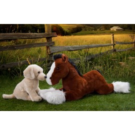 The Petting Zoo Clydesdale Horse Stuffed Animal Plushie, Gifts for Kids, Wild Onez Barnyard Animals, Brown Horse Plush Toy, Jumbo 27 inches
