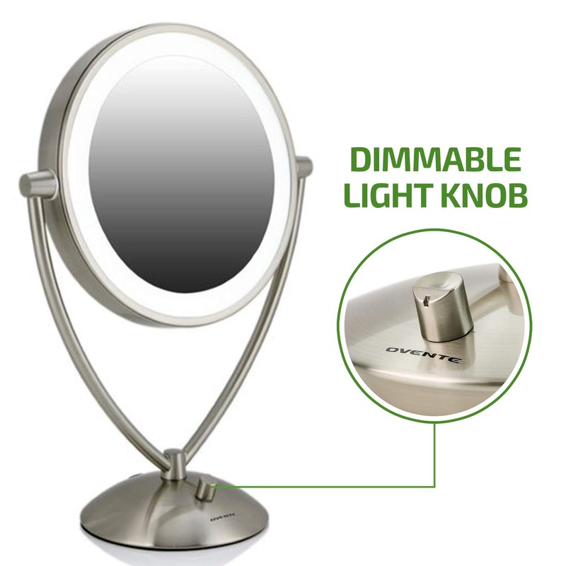 Ovente LED Lighted Makeup Mirror 7.5 Inch Table Top 1X