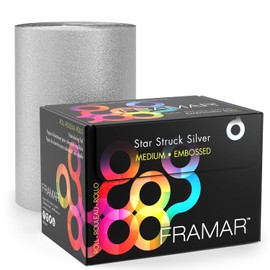 Framar Star Struck Rollo de papel de aluminio en relieve plateado, láminas para el cabello para resaltar, mediano, 320 pies