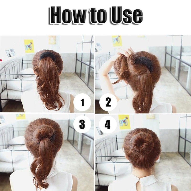 4PCS Hair Bun Donut, Hair Bun Shaper Set for Buns
