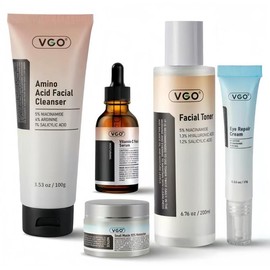 VGO Five-Piece Complete Skincare Series: Offers a full skincare experience, from cleansing to repairing, moisturizing, and hydrating. - Specification: VC Facial Serum 30ml+Snail Mucin+Facial Cleanser