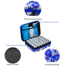 LIRUNQIU Diamond Painting Storage Containers, 30 Slots Diamond Art Accessories and Tools Kits Storage Box(Blue)