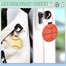 Beadthoven 5Pcs Sport Theme Leather Keychains Football Baseball Backpack Keyring Basketball Volleyball Keychains Bulk Keychain Holders for Purse Bag Hanging Ornaments Party Favors Sport Team Presents