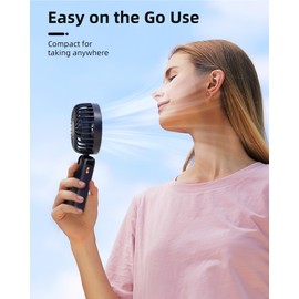 Koonie Portable Handheld Fan, Battery Operated Fan with Base, 8 Hours, Digital Display, 5 Speeds, 90° Ajustable, Rechargeable Mini Fan for Outdoor Indoor