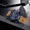 AKNIGHT Men's Wristwatch, Stylish, Popular, Quartz, Natural Leather Strap, Chronograph,